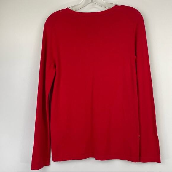 Tommy Hilfiger red long sleeve with gold studded sweater size Medium - Picture 5 of 12